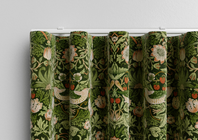 William Morris At Home Strawberry Thief Velvet, Nettle - Made to Measure Curtains - Image 13